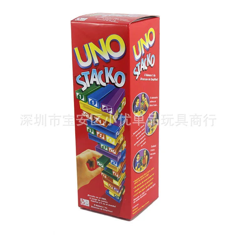 Stacko UNO Card Board Games Family Entertainment Poker Party Early Education Puzzle Stackoed Toys Playing Cards Birthday Gift - Slobuy