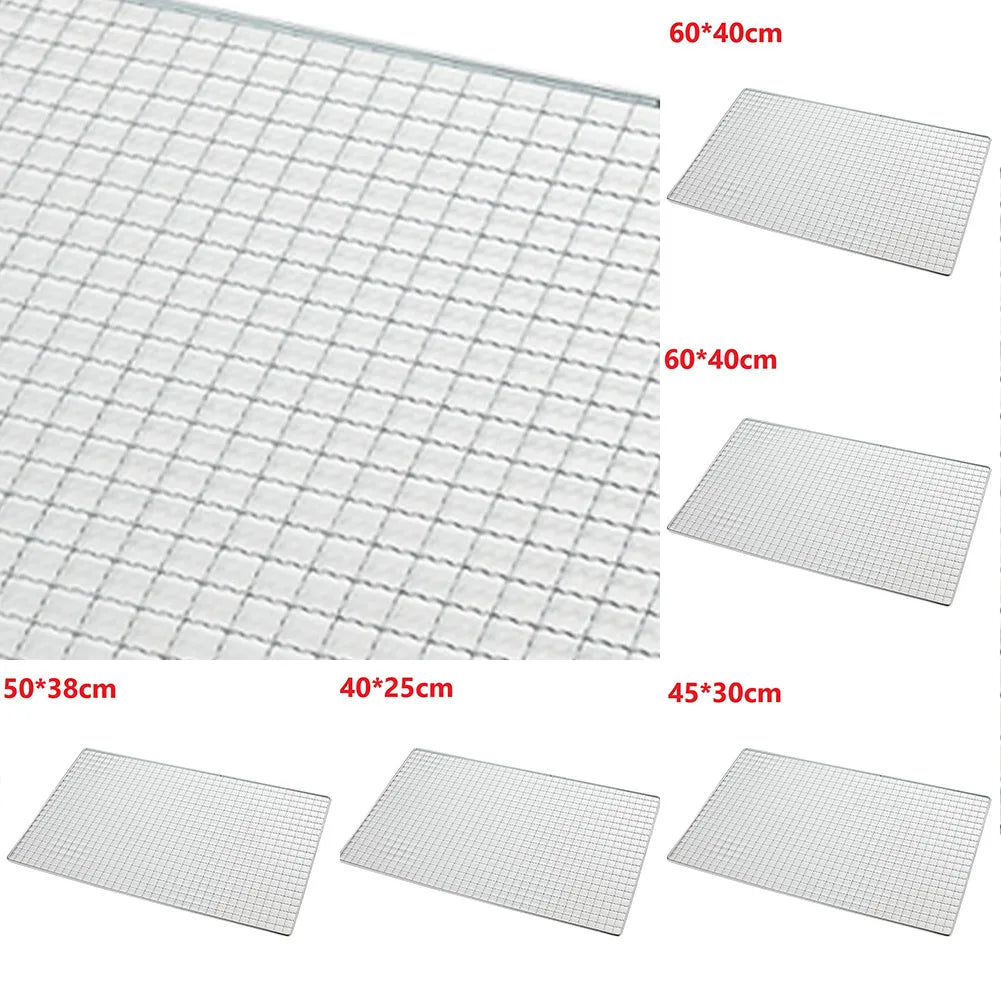 Stainless Steel BBQ Grate Mesh Net Grill Grate Grid For Camping, Field Trips, Wood Burning, Picnics Barbecue Tools - Slobuy