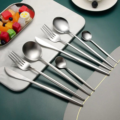 Stainless Steel Cutlery Set Portugal Steak Knife Fork Spoon Four Main Pieces Hotel Western Food Tableware Set - Slobuy