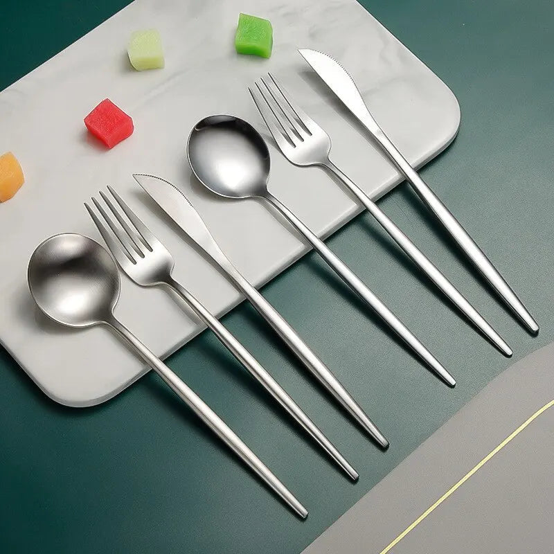 Stainless Steel Cutlery Set Portugal Steak Knife Fork Spoon Four Main Pieces Hotel Western Food Tableware Set - Slobuy