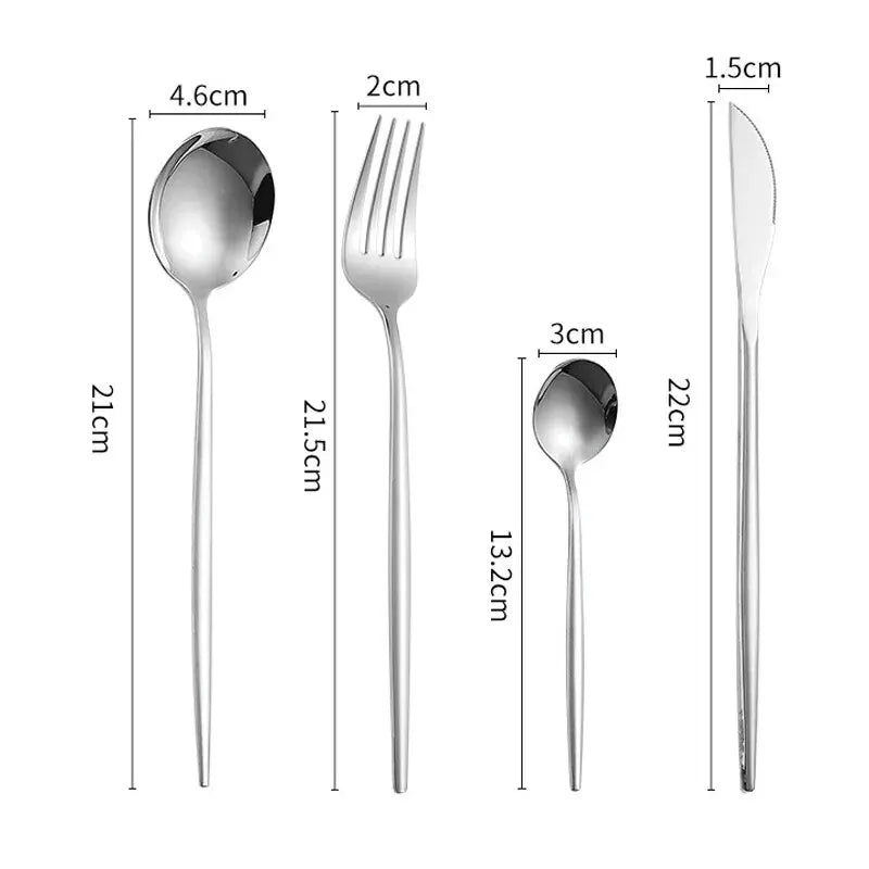 Stainless Steel Cutlery Set Portugal Steak Knife Fork Spoon Four Main Pieces Hotel Western Food Tableware Set - Slobuy