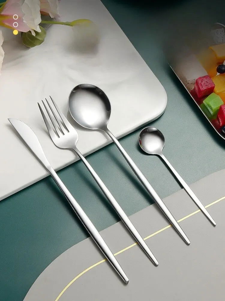 Stainless Steel Cutlery Set Portugal Steak Knife Fork Spoon Four Main Pieces Hotel Western Food Tableware Set - Slobuy