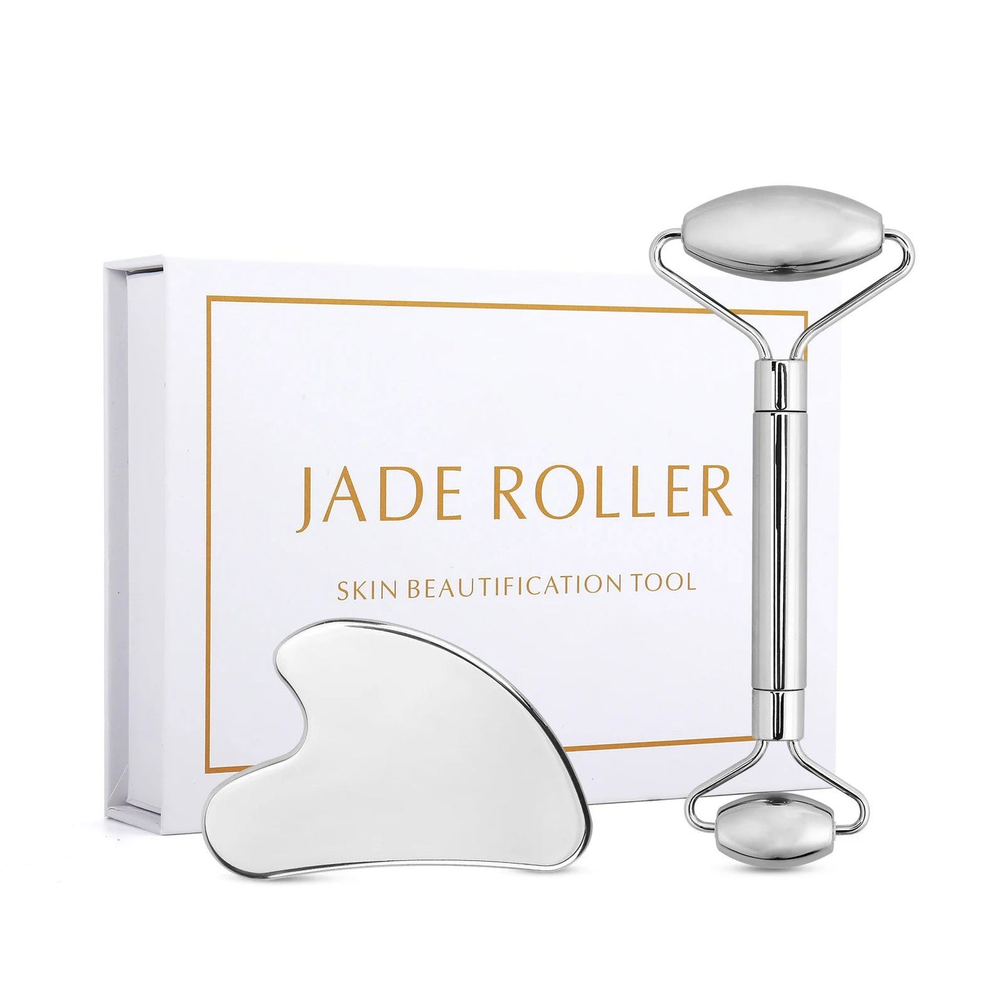 Stainless Steel Facial Roller Gua Sha Set Face Care Lifting Massage Tools Anti Wrinkle Skin Tighten Cooling Cellulite Massager - Slobuy