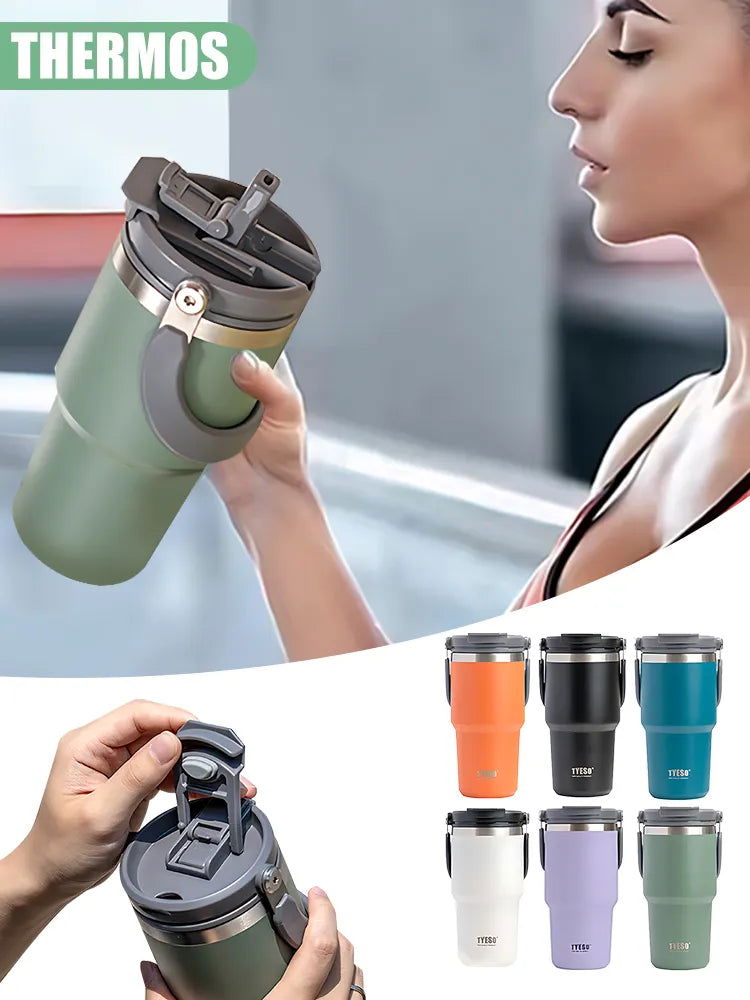 Stainless Steel Thermos Bottle Tyeso Coffee Cup Portable Insulation Cold And Hot Travel Fitness Mug Leakproof Vacuum Flask - Slobuy