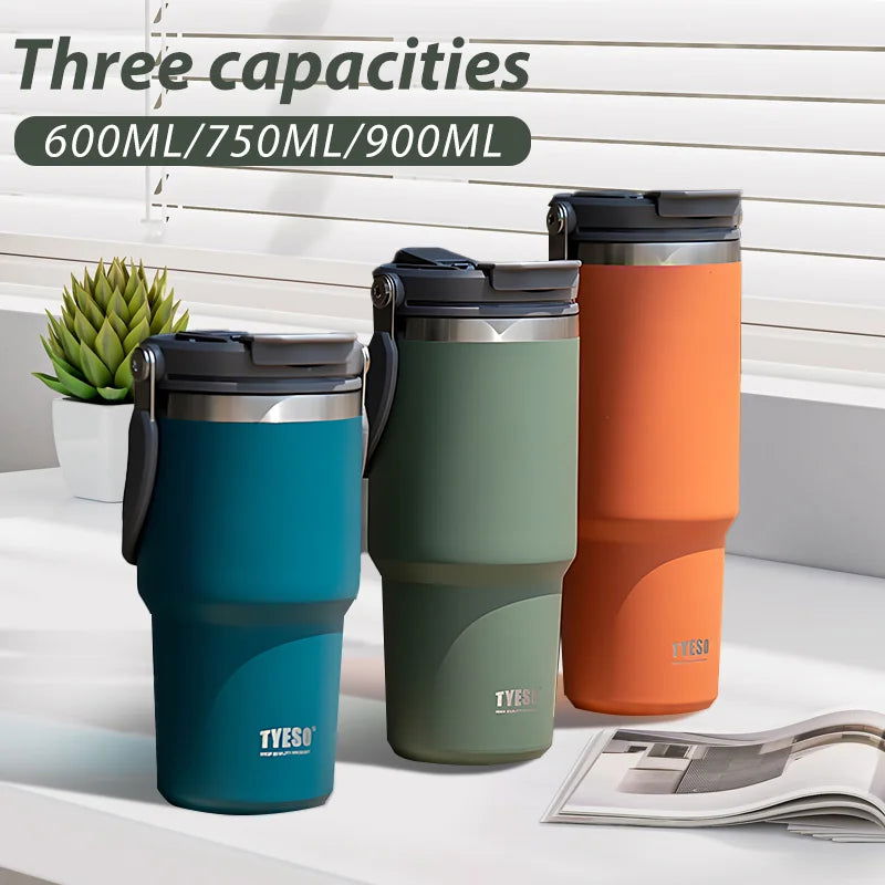 Stainless Steel Thermos Bottle Tyeso Coffee Cup Portable Insulation Cold And Hot Travel Fitness Mug Leakproof Vacuum Flask - Slobuy