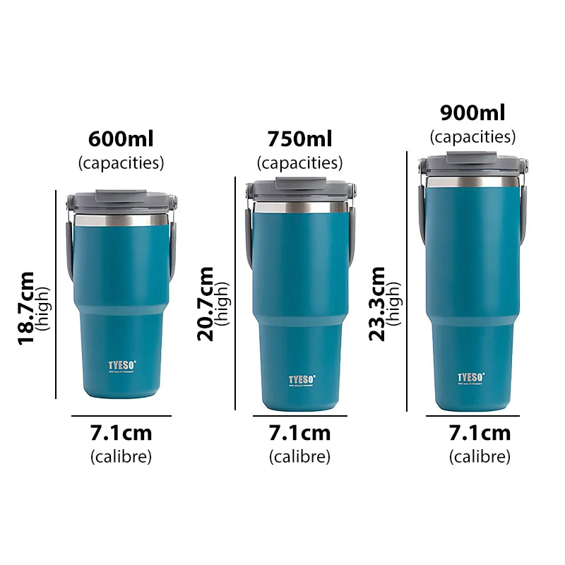 Stainless Steel Thermos Bottle Tyeso Coffee Cup Portable Insulation Cold And Hot Travel Fitness Mug Leakproof Vacuum Flask - Slobuy