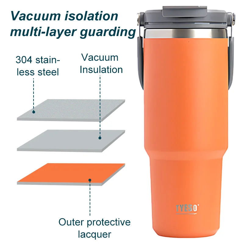 Stainless Steel Thermos Bottle Tyeso Coffee Cup Portable Insulation Cold And Hot Travel Fitness Mug Leakproof Vacuum Flask - Slobuy