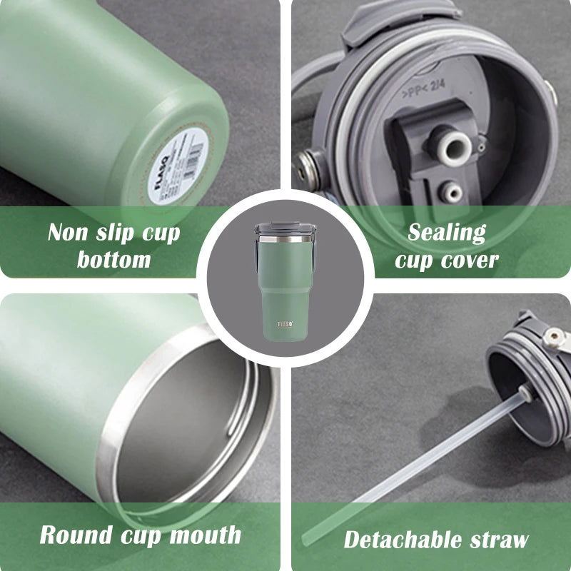 Stainless Steel Thermos Bottle Tyeso Coffee Cup Portable Insulation Cold And Hot Travel Fitness Mug Leakproof Vacuum Flask - Slobuy