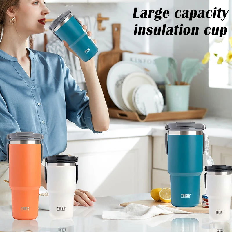 Stainless Steel Thermos Bottle Tyeso Coffee Cup Portable Insulation Cold And Hot Travel Fitness Mug Leakproof Vacuum Flask - Slobuy