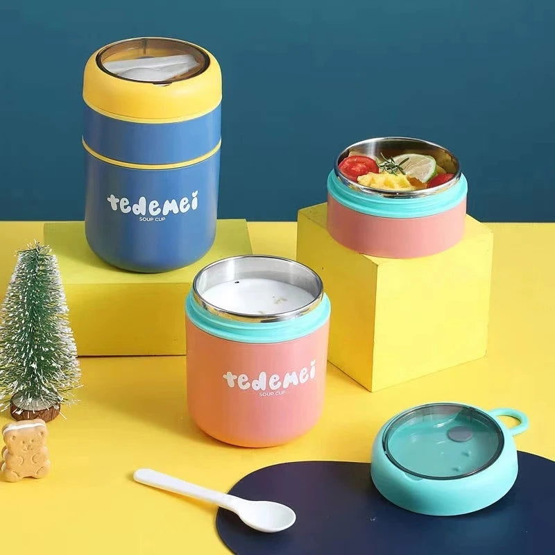 Stainless Steel Vaccum Cup Soup Lunch Box Storage Warmer With Spoon Food Thermal Jar Insulated Soup Thermos Containers Cooler - Slobuy