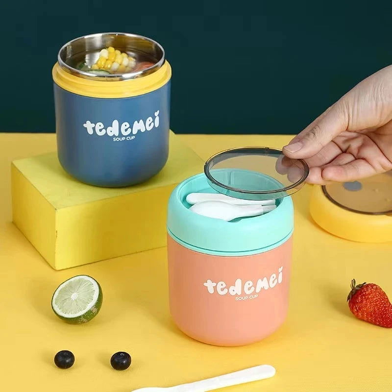 Stainless Steel Vaccum Cup Soup Lunch Box Storage Warmer With Spoon Food Thermal Jar Insulated Soup Thermos Containers Cooler - Slobuy