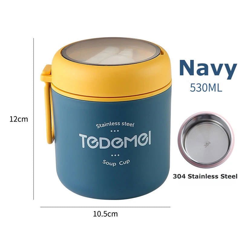 Stainless Steel Vaccum Cup Soup Lunch Box Storage Warmer With Spoon Food Thermal Jar Insulated Soup Thermos Containers Cooler - Slobuy