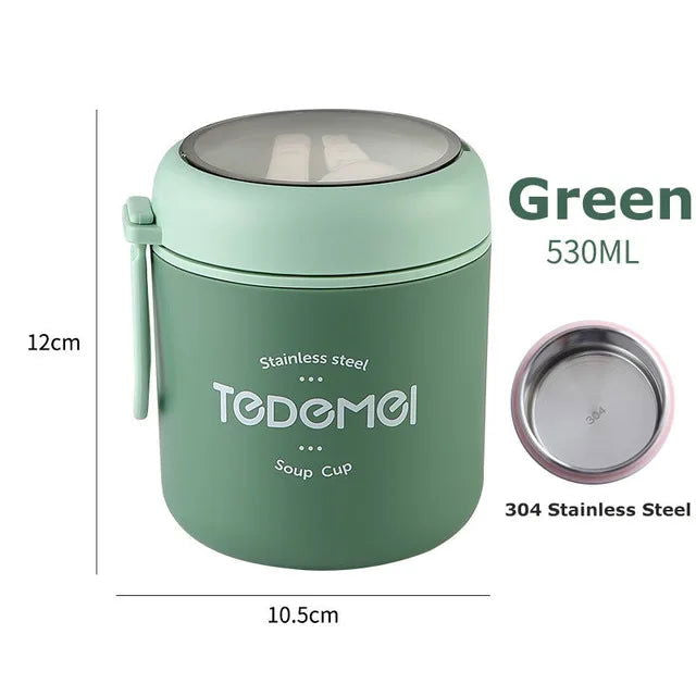Stainless Steel Vaccum Cup Soup Lunch Box Storage Warmer With Spoon Food Thermal Jar Insulated Soup Thermos Containers Cooler - Slobuy