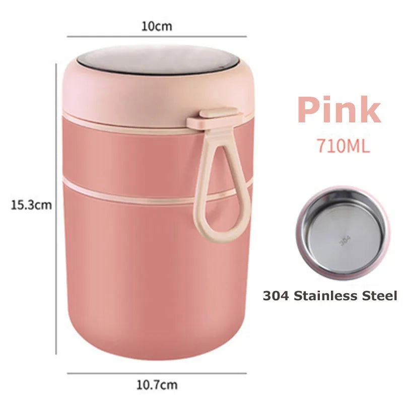 Stainless Steel Vaccum Cup Soup Lunch Box Storage Warmer With Spoon Food Thermal Jar Insulated Soup Thermos Containers Cooler - Slobuy
