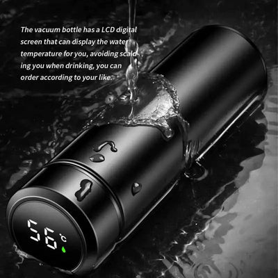 Stainless steel thermos bottle with digital temperature display, Intelligent temperature measurement cup, LED, 500ml - Slobuy