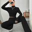 Stand Collar Navel T-shirt and Trumpet pants - Slobuy