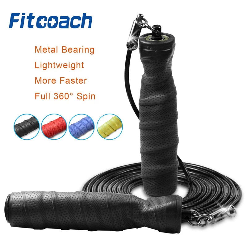 Steel Wire Heavy Jump Rope Speed Fitness Rope Solid PVC Rubber Coating Bearing High Speed Cable - Slobuy