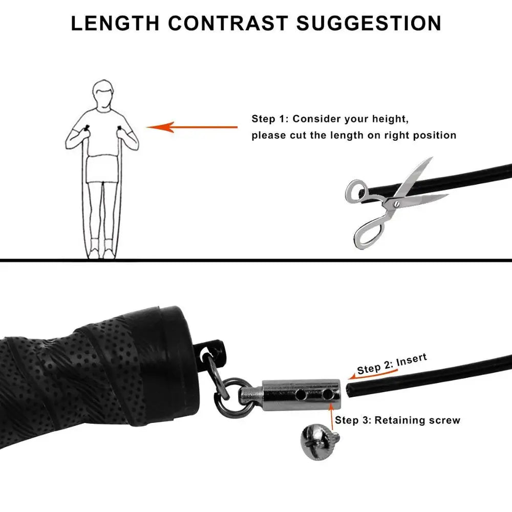 Steel Wire Heavy Jump Rope Speed Fitness Rope Solid PVC Rubber Coating Bearing High Speed Cable - Slobuy