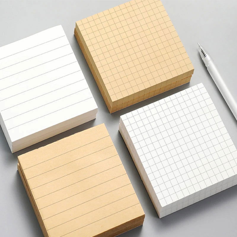 1Pcs 80Sheets Sticky Stationery Notepad Office Bookmark Sticky Notes Khaki / White /Stickers In Notebook Memo Pad - Slobuy