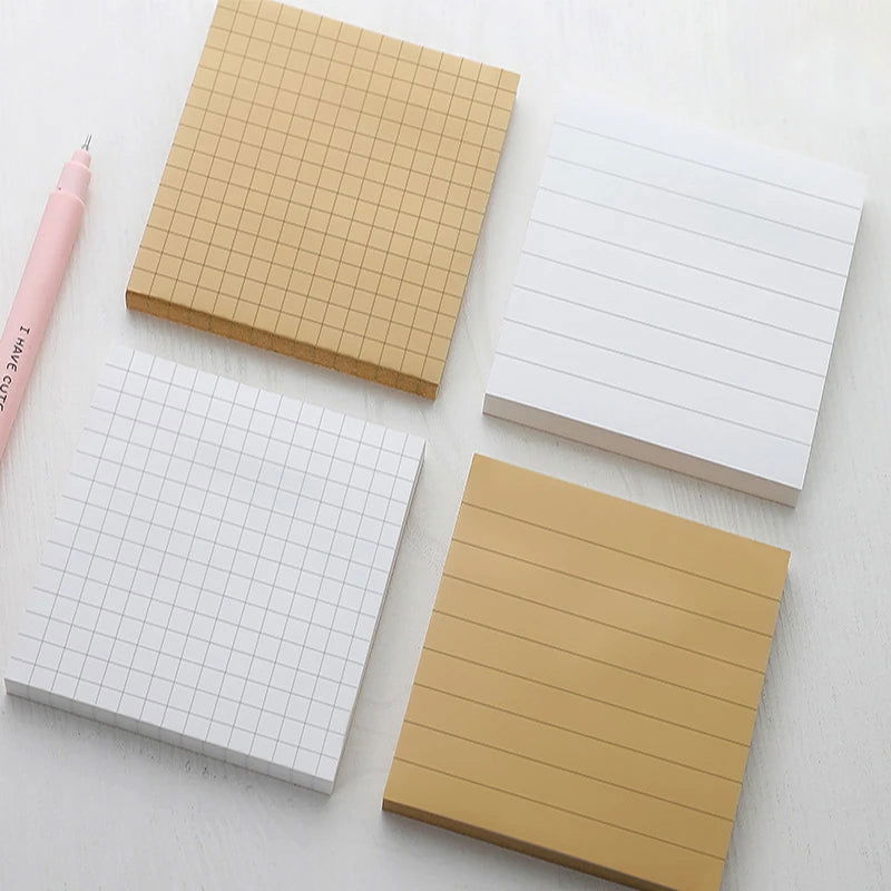 1Pcs 80Sheets Sticky Stationery Notepad Office Bookmark Sticky Notes Khaki / White /Stickers In Notebook Memo Pad - Slobuy