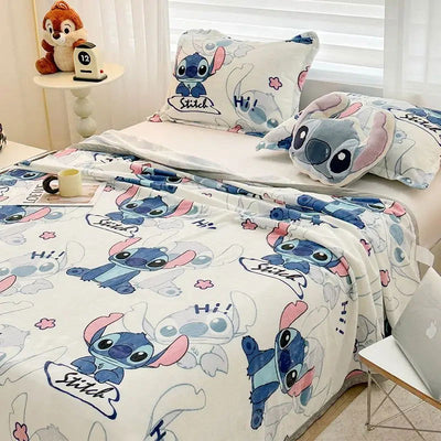 Stitch Cartoon Blanket Kawaii Lightweight Style Home Textile Flannel Soft Throw Blanket Bedding Sofa Cover for Kids Gift - Slobuy