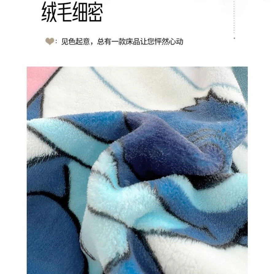 Stitch Cartoon Blanket Kawaii Lightweight Style Home Textile Flannel Soft Throw Blanket Bedding Sofa Cover for Kids Gift - Slobuy