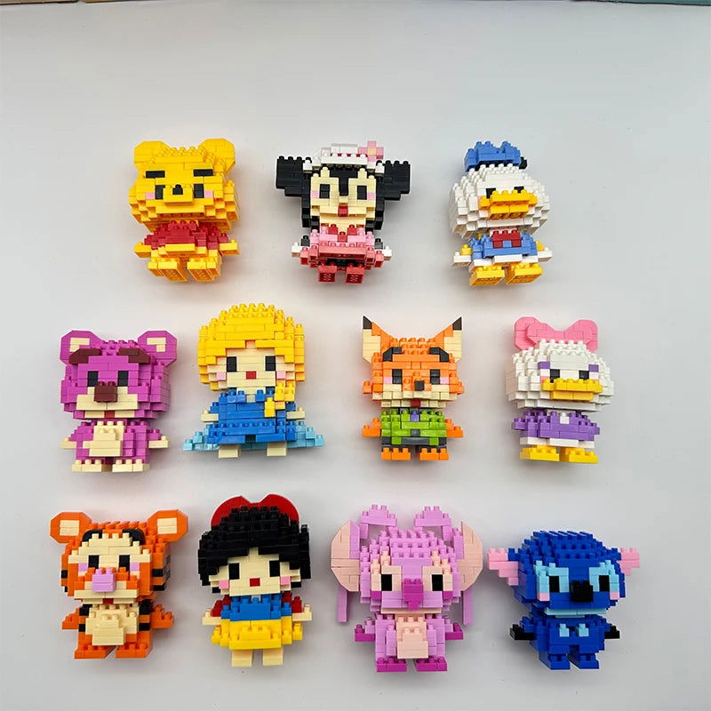 Stitch Disney Princess Elsa LinaBell Building Blocks Mickey Mouse Duck Mini Action Figures Blocks Assemble Toys Brick Kids Gifts - Slobuy
