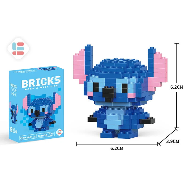 Stitch Disney Princess Elsa LinaBell Building Blocks Mickey Mouse Duck Mini Action Figures Blocks Assemble Toys Brick Kids Gifts - Slobuy