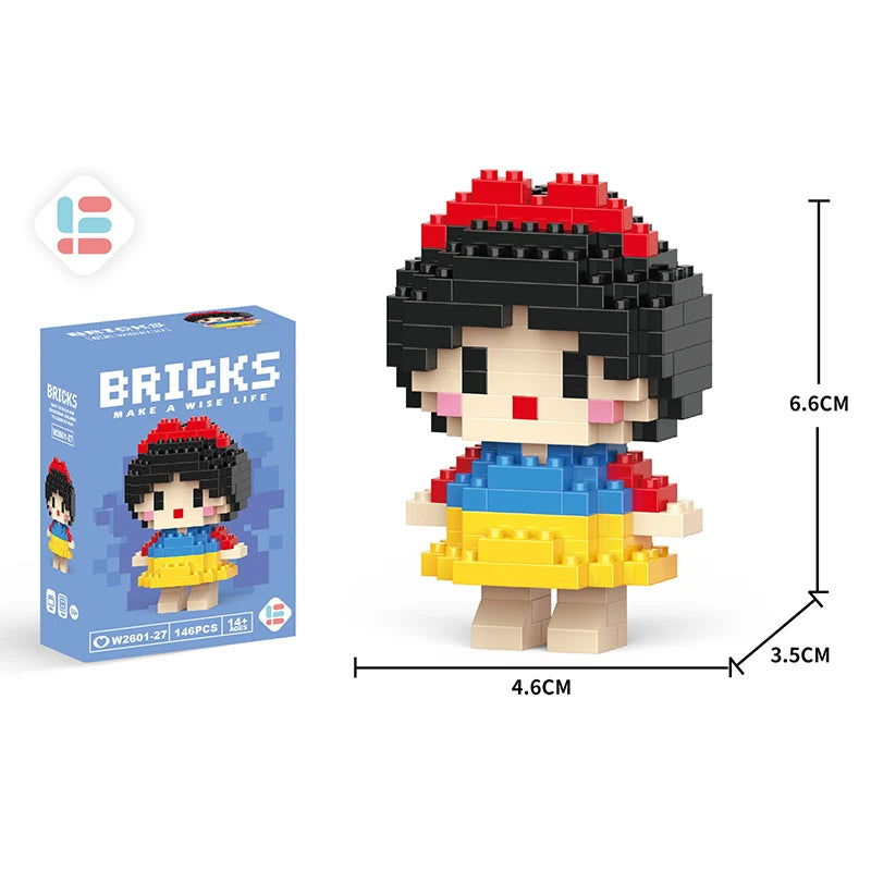 Stitch Disney Princess Elsa LinaBell Building Blocks Mickey Mouse Duck Mini Action Figures Blocks Assemble Toys Brick Kids Gifts - Slobuy