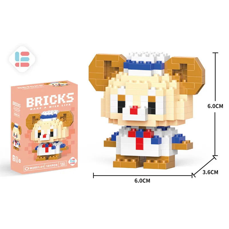 Stitch Disney Princess Elsa LinaBell Building Blocks Mickey Mouse Duck Mini Action Figures Blocks Assemble Toys Brick Kids Gifts - Slobuy