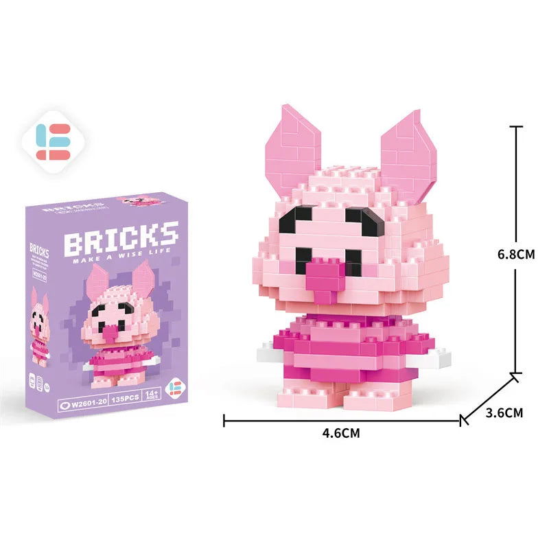Stitch Disney Princess Elsa LinaBell Building Blocks Mickey Mouse Duck Mini Action Figures Blocks Assemble Toys Brick Kids Gifts - Slobuy