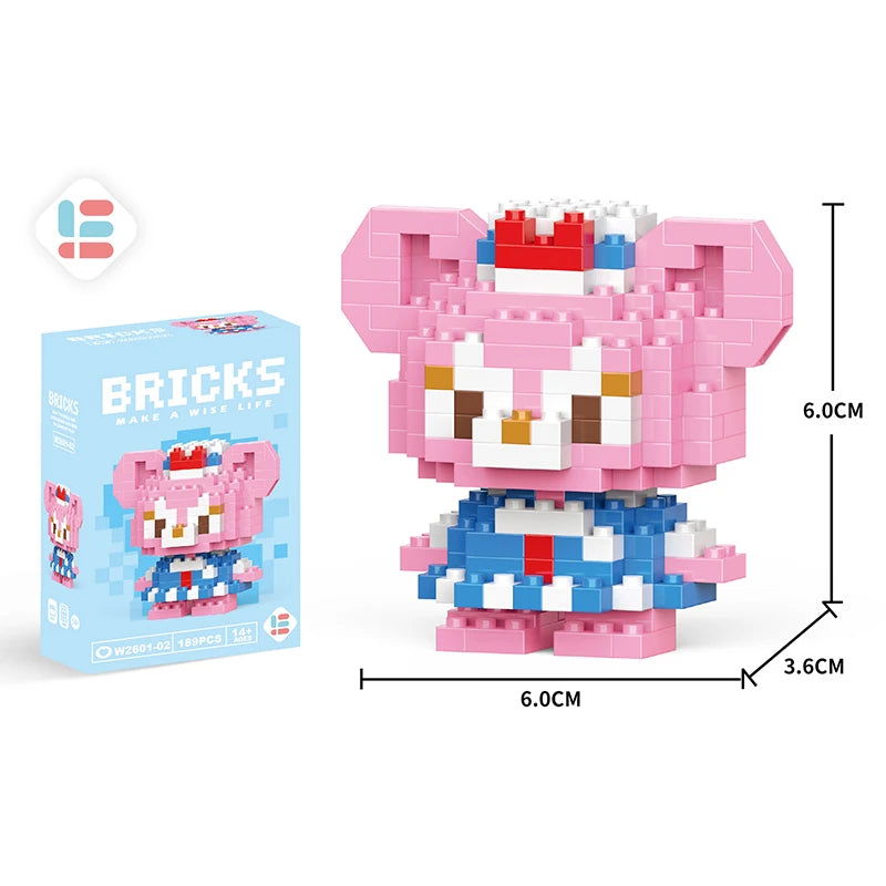 Stitch Disney Princess Elsa LinaBell Building Blocks Mickey Mouse Duck Mini Action Figures Blocks Assemble Toys Brick Kids Gifts - Slobuy