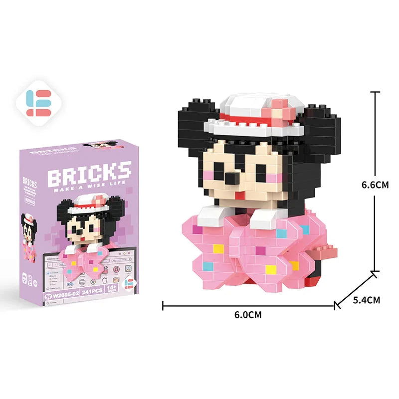 Stitch Disney Princess Elsa LinaBell Building Blocks Mickey Mouse Duck Mini Action Figures Blocks Assemble Toys Brick Kids Gifts - Slobuy