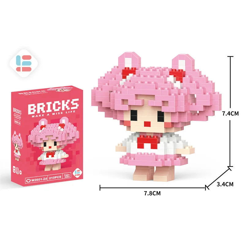 Stitch Disney Princess Elsa LinaBell Building Blocks Mickey Mouse Duck Mini Action Figures Blocks Assemble Toys Brick Kids Gifts - Slobuy