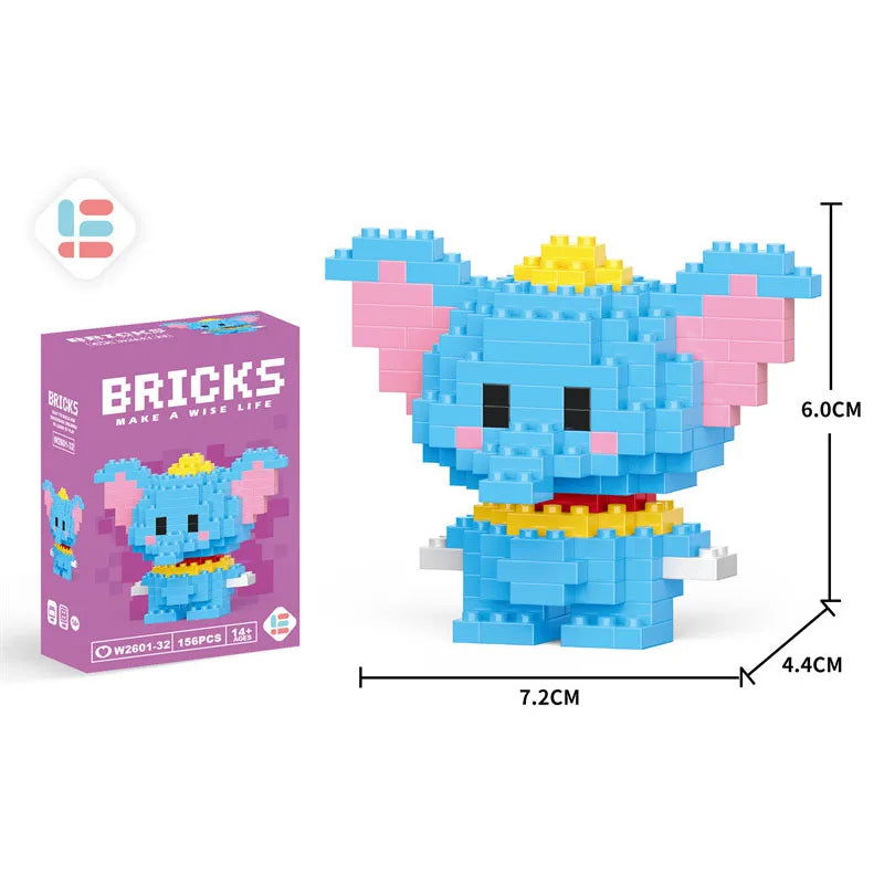 Stitch Disney Princess Elsa LinaBell Building Blocks Mickey Mouse Duck Mini Action Figures Blocks Assemble Toys Brick Kids Gifts - Slobuy