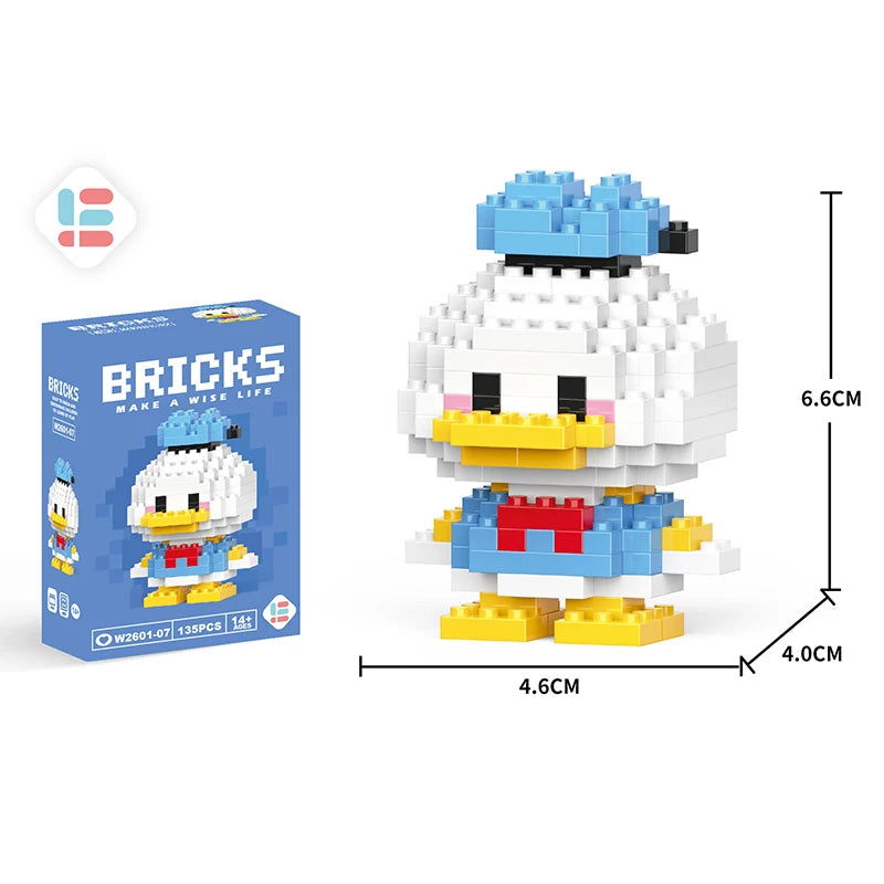 Stitch Disney Princess Elsa LinaBell Building Blocks Mickey Mouse Duck Mini Action Figures Blocks Assemble Toys Brick Kids Gifts - Slobuy
