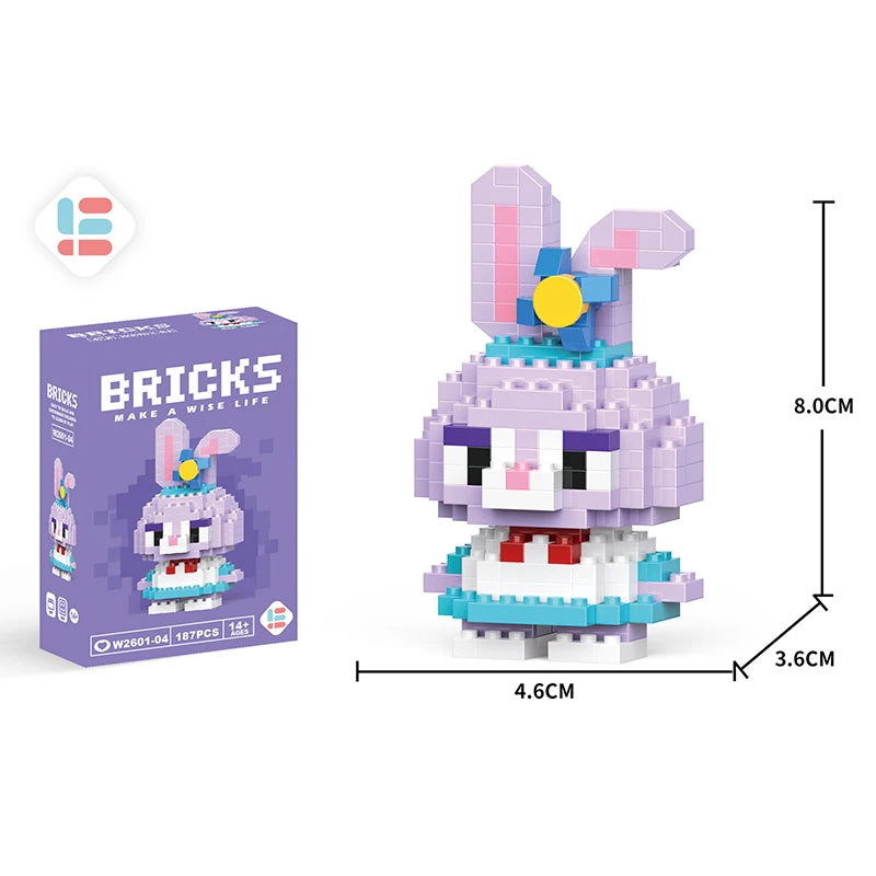 Stitch Disney Princess Elsa LinaBell Building Blocks Mickey Mouse Duck Mini Action Figures Blocks Assemble Toys Brick Kids Gifts - Slobuy