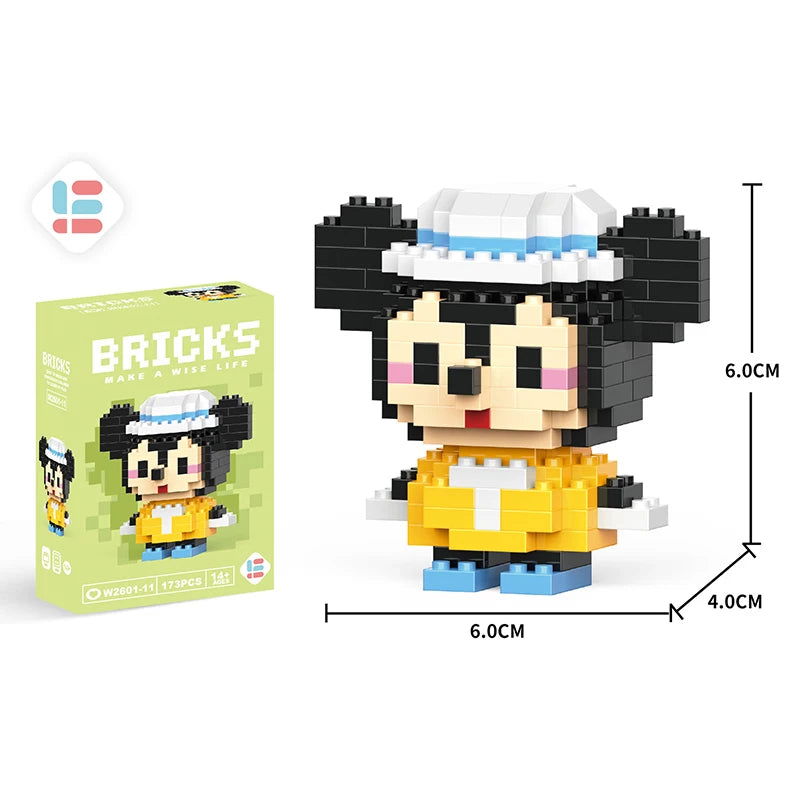 Stitch Disney Princess Elsa LinaBell Building Blocks Mickey Mouse Duck Mini Action Figures Blocks Assemble Toys Brick Kids Gifts - Slobuy