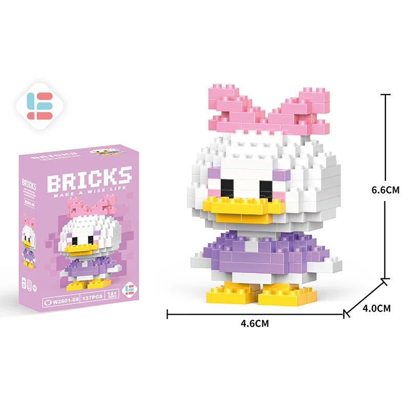 Stitch Disney Princess Elsa LinaBell Building Blocks Mickey Mouse Duck Mini Action Figures Blocks Assemble Toys Brick Kids Gifts - Slobuy