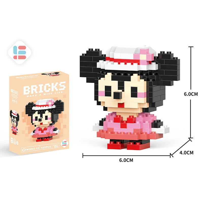 Stitch Disney Princess Elsa LinaBell Building Blocks Mickey Mouse Duck Mini Action Figures Blocks Assemble Toys Brick Kids Gifts - Slobuy
