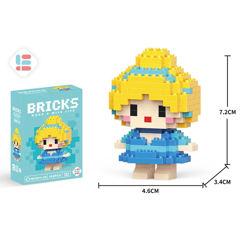 Stitch Disney Princess Elsa LinaBell Building Blocks Mickey Mouse Duck Mini Action Figures Blocks Assemble Toys Brick Kids Gifts - Slobuy