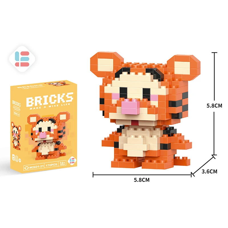 Stitch Disney Princess Elsa LinaBell Building Blocks Mickey Mouse Duck Mini Action Figures Blocks Assemble Toys Brick Kids Gifts - Slobuy