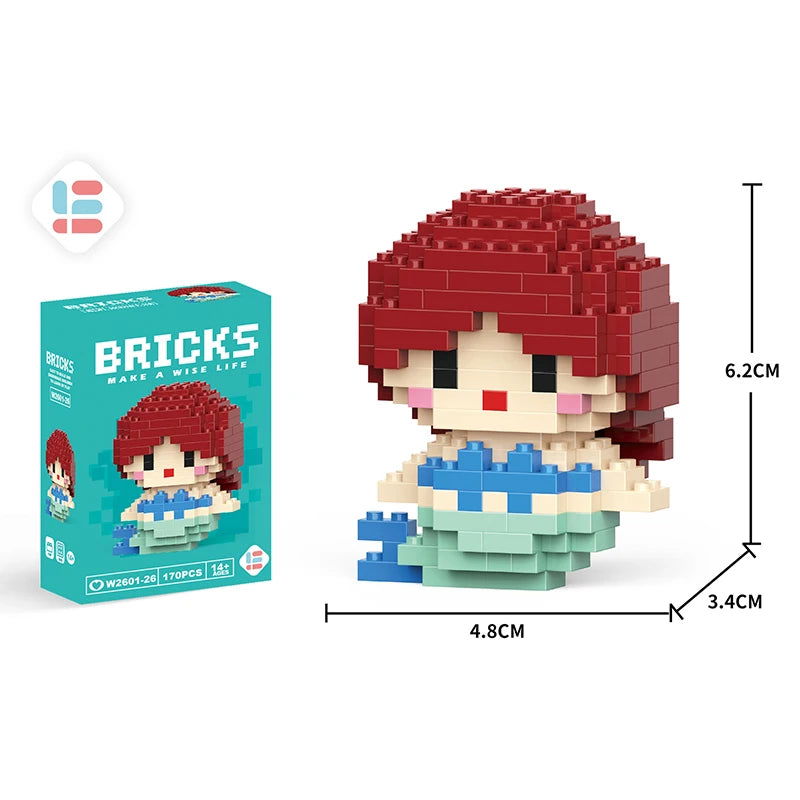 Stitch Disney Princess Elsa LinaBell Building Blocks Mickey Mouse Duck Mini Action Figures Blocks Assemble Toys Brick Kids Gifts - Slobuy