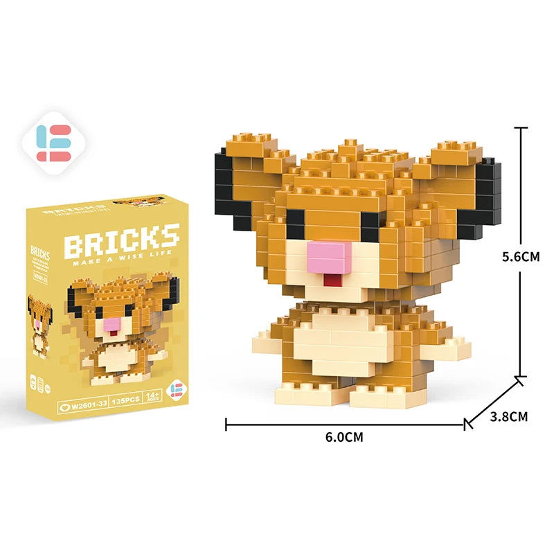 Stitch Disney Princess Elsa LinaBell Building Blocks Mickey Mouse Duck Mini Action Figures Blocks Assemble Toys Brick Kids Gifts - Slobuy