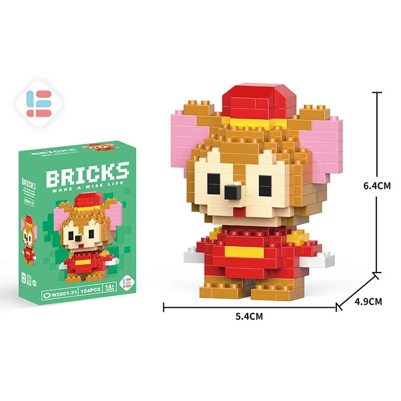 Stitch Disney Princess Elsa LinaBell Building Blocks Mickey Mouse Duck Mini Action Figures Blocks Assemble Toys Brick Kids Gifts - Slobuy