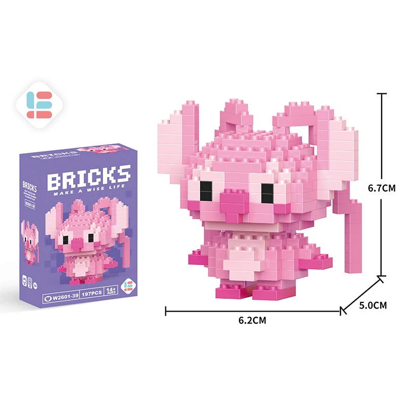 Stitch Disney Princess Elsa LinaBell Building Blocks Mickey Mouse Duck Mini Action Figures Blocks Assemble Toys Brick Kids Gifts - Slobuy