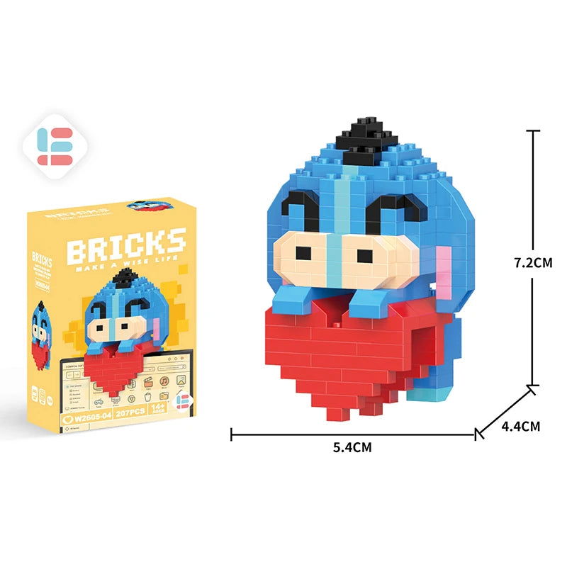 Stitch Disney Princess Elsa LinaBell Building Blocks Mickey Mouse Duck Mini Action Figures Blocks Assemble Toys Brick Kids Gifts - Slobuy