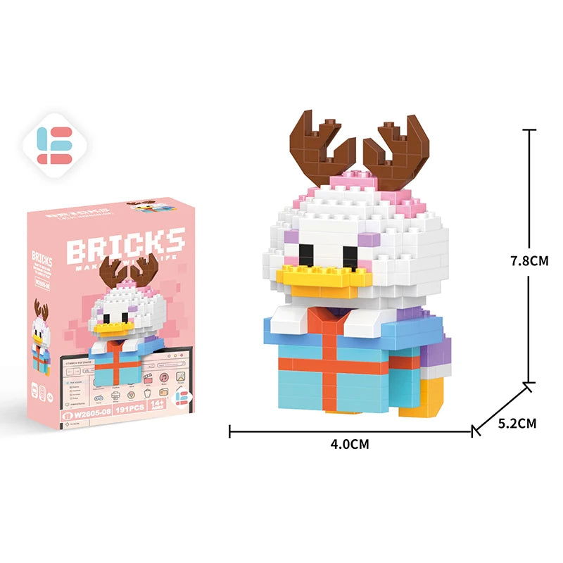Stitch Disney Princess Elsa LinaBell Building Blocks Mickey Mouse Duck Mini Action Figures Blocks Assemble Toys Brick Kids Gifts - Slobuy