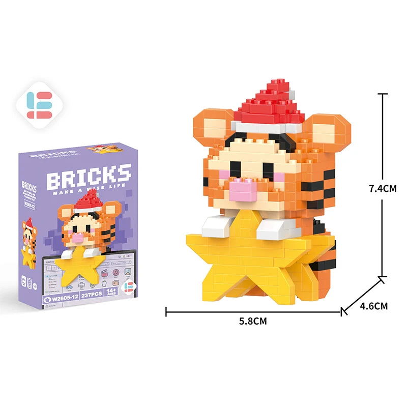 Stitch Disney Princess Elsa LinaBell Building Blocks Mickey Mouse Duck Mini Action Figures Blocks Assemble Toys Brick Kids Gifts - Slobuy