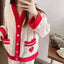 Strawberry Print Sleepwear Women Pajamas Set Winter Fleece Velvet 2 Pieces Home Suit Sleep Fluffy Korean Piiama Warm Night Wear - Slobuy